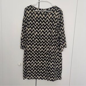 Dress XL long sleeves Moda black white